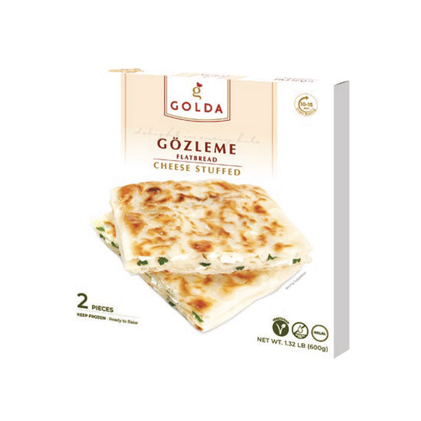 Golda Cheese Gözleme Turkish flatbread with cheese filling – 2 halal pieces ready to bake.