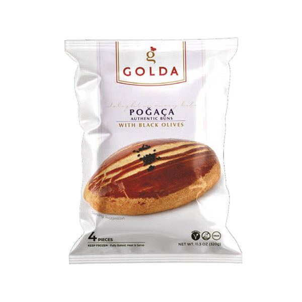 Golda Olive Pogaca – pack of 4 Turkish-style breakfast buns filled with black olives.