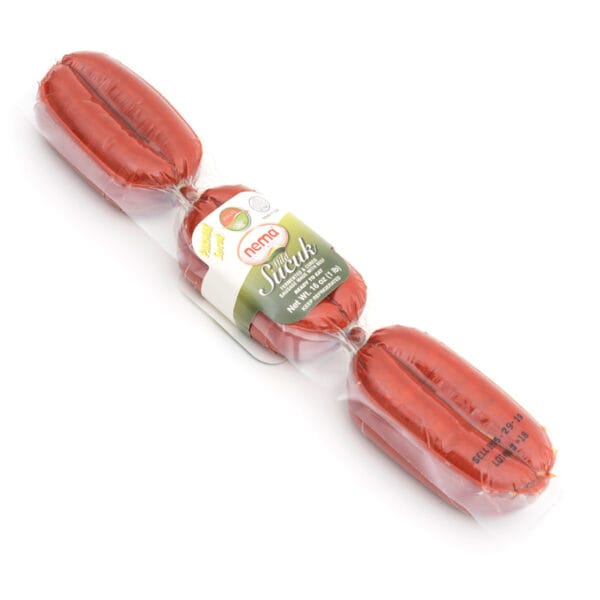 Image of Nema Finger Sucuk Mild – finger-sized halal Zabiha beef sausage, dry-cured and mildly seasoned with Mediterranean spices.