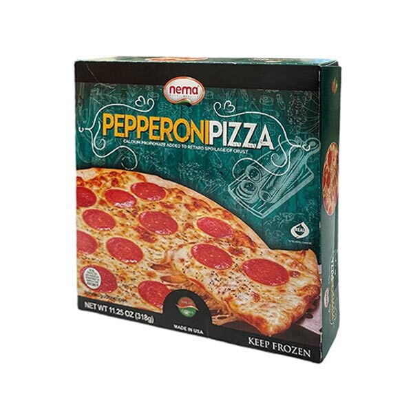 Halal frozen pepperoni pizza topped with all-beef pepperoni, real cheese, and rich tomato sauce on a crisp crust. Quick and delicious.