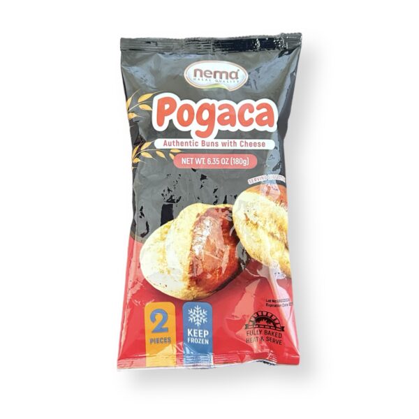 Frozen pack of Nema Pogaca Turkish cheese-filled breakfast buns, 2 pieces.