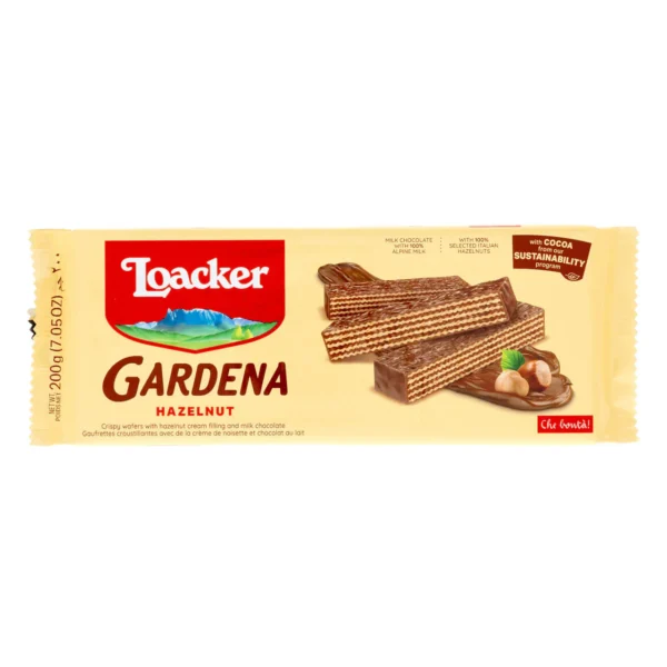 lkr 007258 gardena hazelnut chocolate enrobed wafer cookies 7.05 oz. bag 1 medium