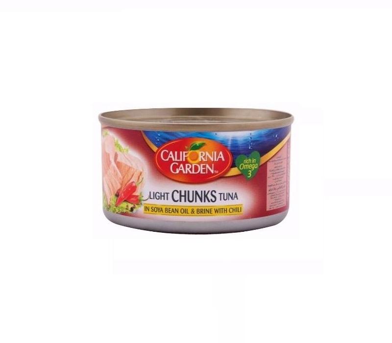 california-garden-meat-tuna-in-soya-oil-and-brine-with-chili California Garden Solid Pack Light Meat Tuna in Soya Oil with Chili 170g - Image 1