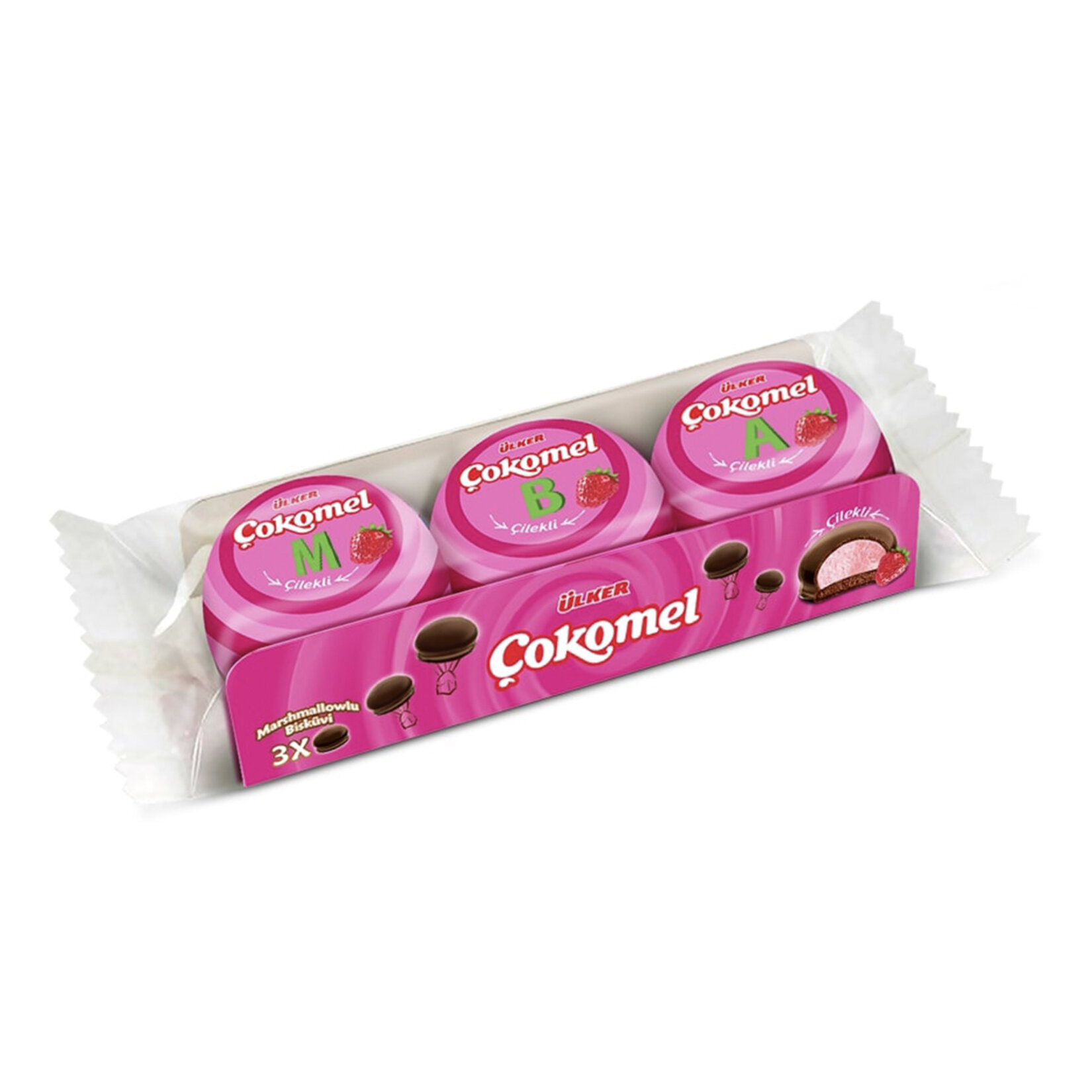 ulker-cokomel-strawberry Ülker Çokomel Marshmallow Chocolate Bites – Strawberry Flavor 36 g - Image 1